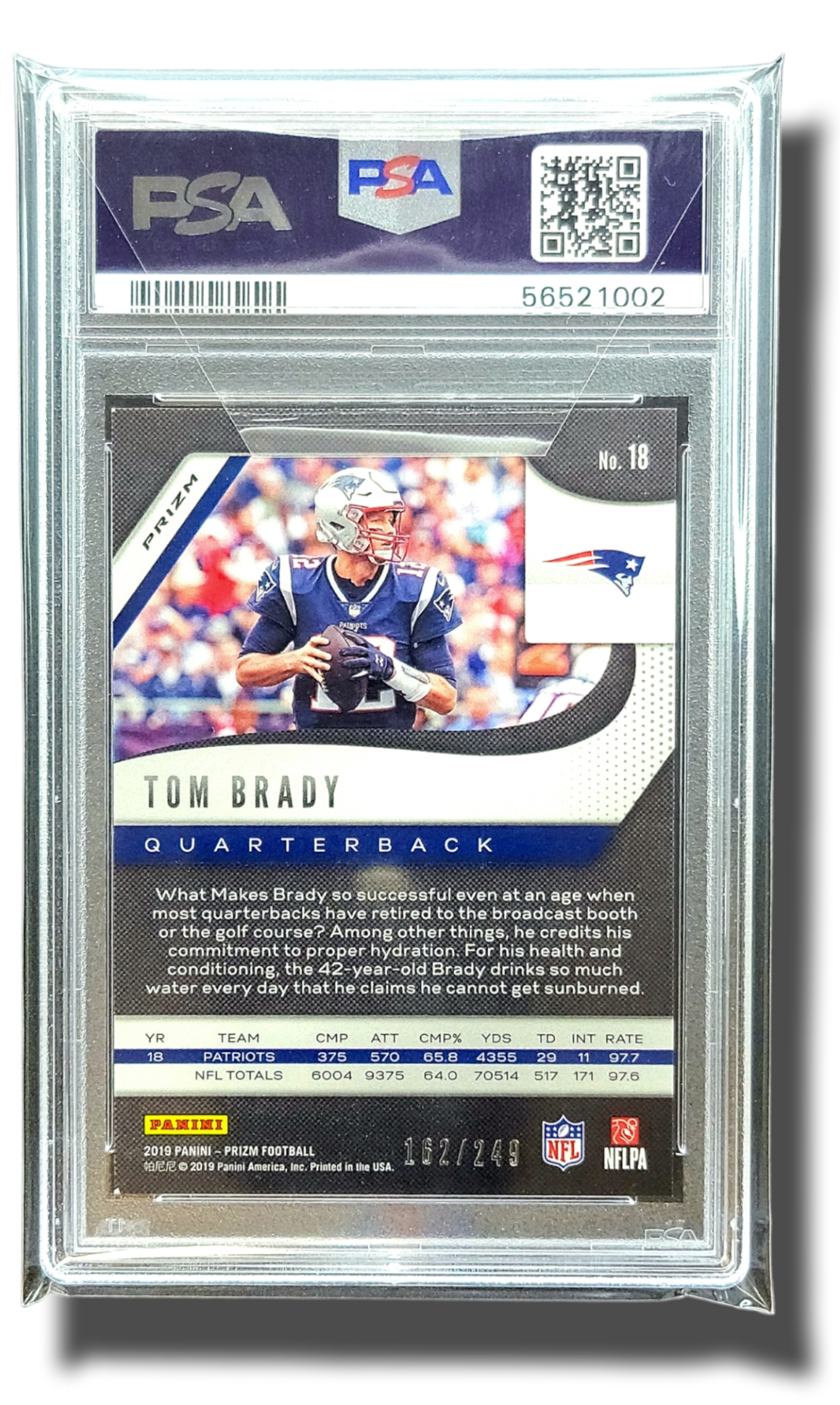 2019 Panini Prizm Tom Brady Orange /249 Patriots PSA 9