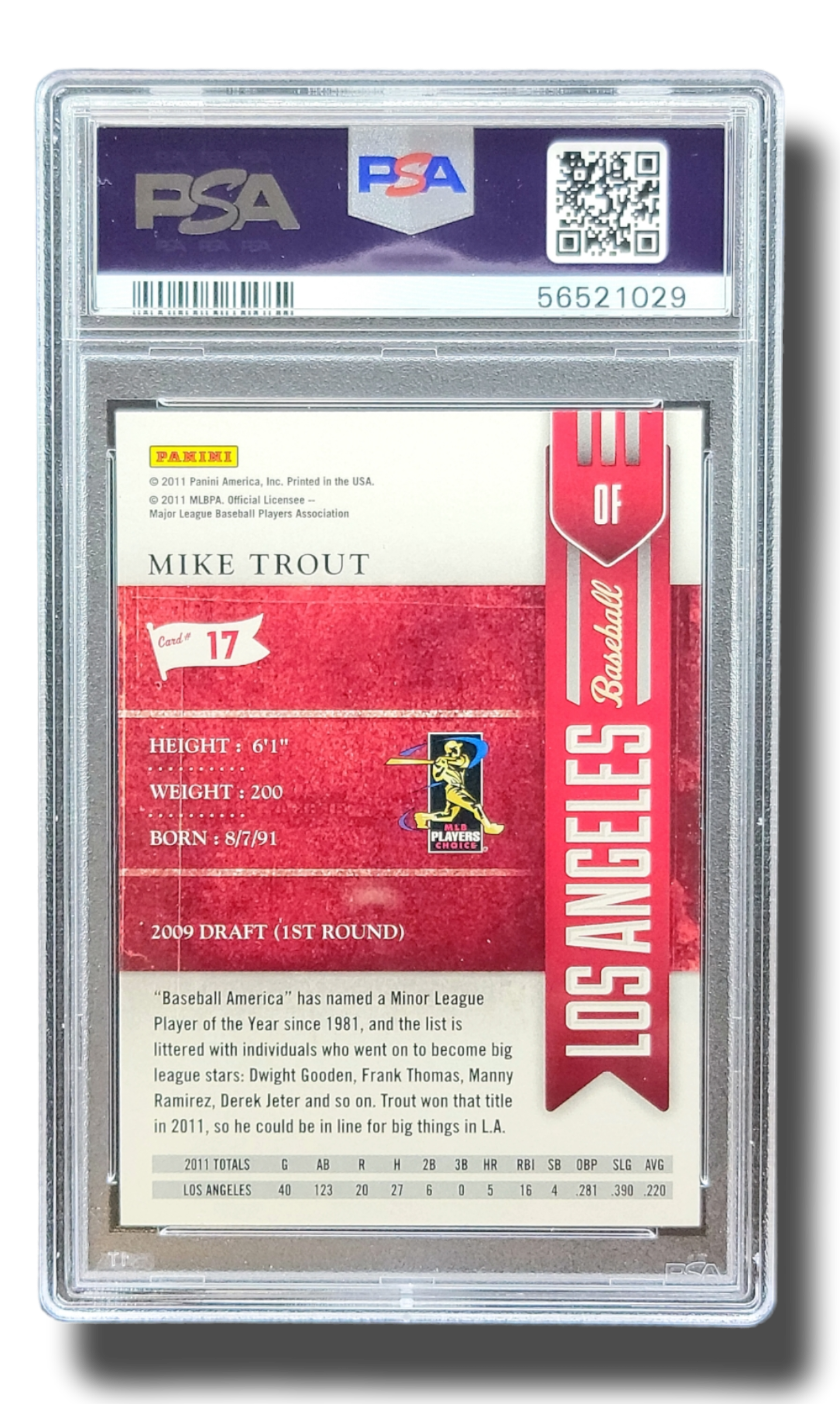 2011 Playoff Contenders Mike Trout Rated Rookie PSA 8