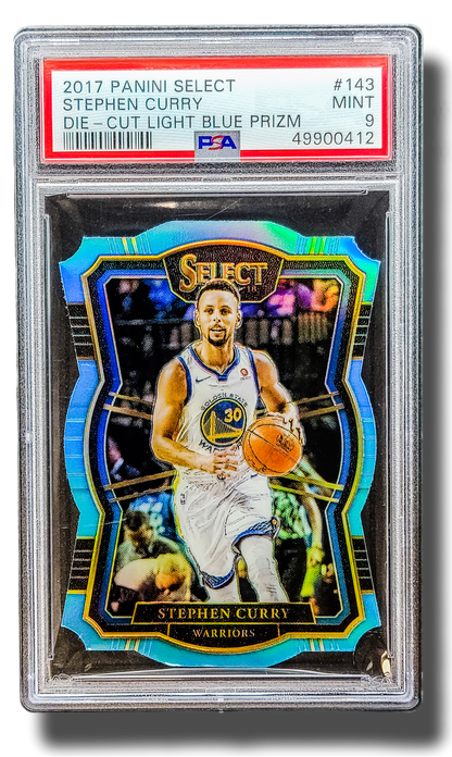 2017 Panini Select Stephen Curry Die-Cut Light Blue/185 Prizm PSA 10